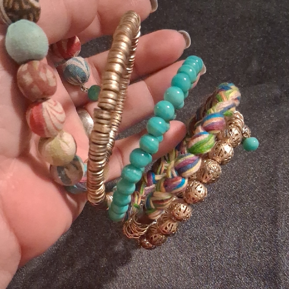 Boho Gypsy Sisters Silver and Turquoise Bracelet Set - Picture 5 of 5